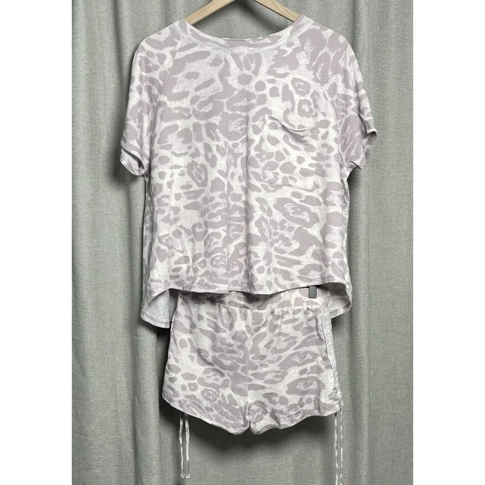 Maronie Leopard Lounge Set Small Soft Matching Pajama Set Shorts Top USA Made